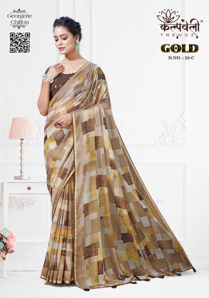 Gold 28 By Kalpatru Georgette Chiffon Printed Sarees Wholesale Online